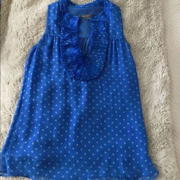 Blue Tassel S Blue polka dot SILK to sleeveless - Picture 2 of 4